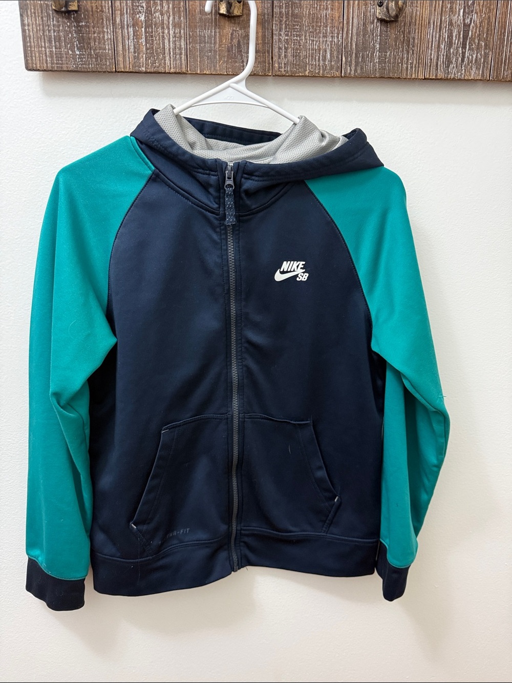 Nike Kids' Navy and Teal Hooded Zip Jacket